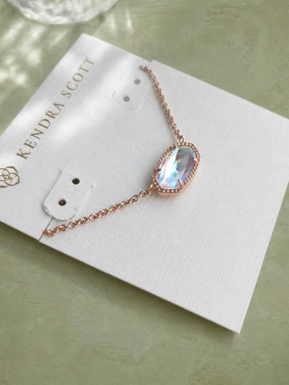 Kendra Scott Elisa Rose Gold Dichroic Glass Pendant Necklace - Picture 2 of 2